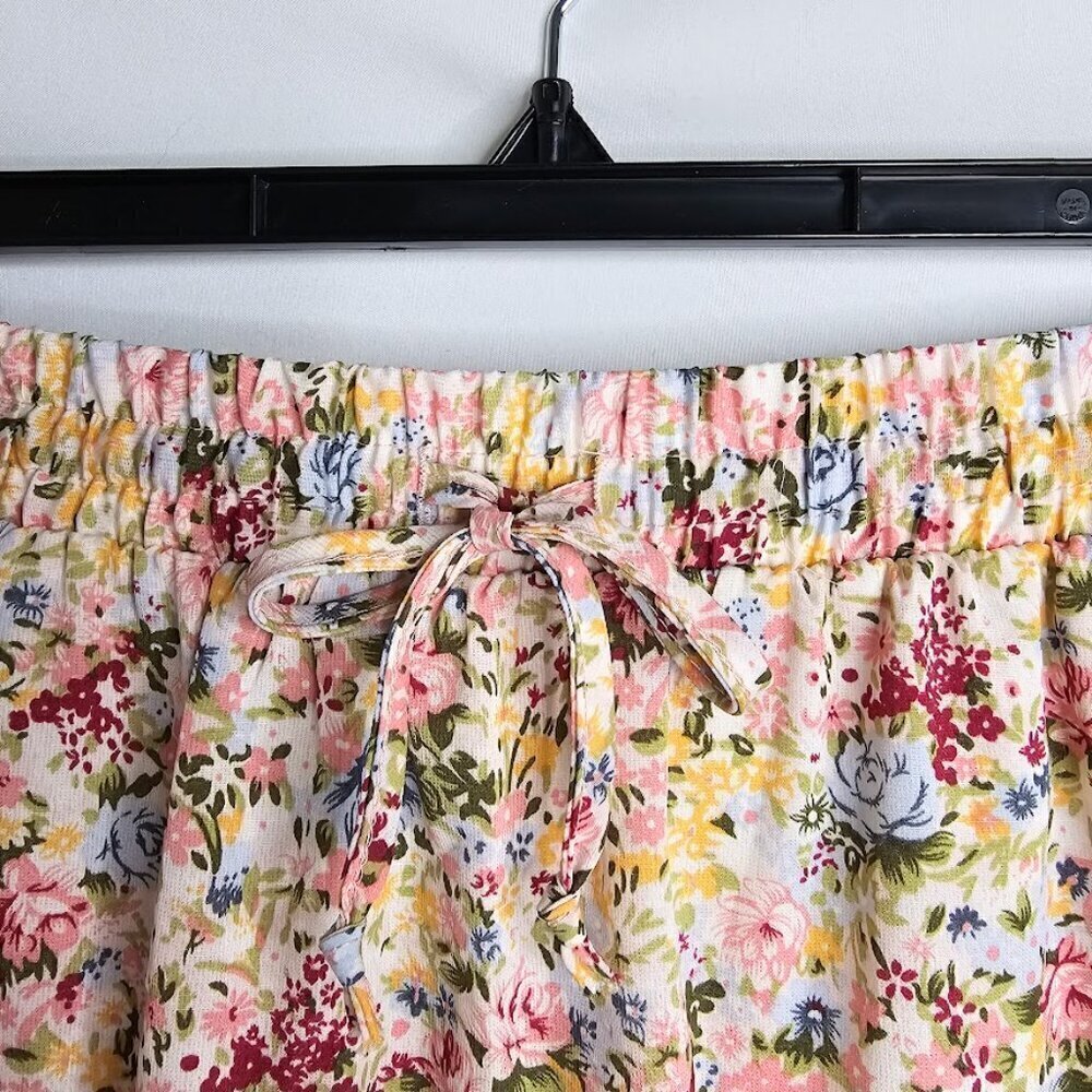 NWT ALELLY Tiered Skirt BLUE RED YELLOW FLORAL size S 4 6 Cottagecore Boho Beach - Picture 3 of 7